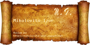 Mikolovits Izor névjegykártya